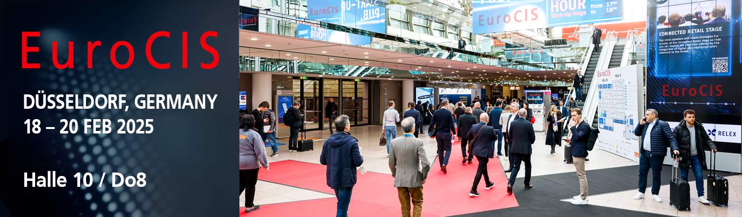 Banner der EuroCIS 2025 in Deutschland, das die bevorstehende Veranstaltung bewirbt.